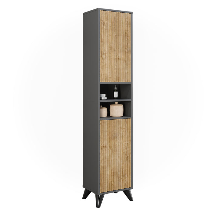 Vicco Mobiletto da bagno Antracite/quercia di montagna 38 x 180 cm con 2 porte