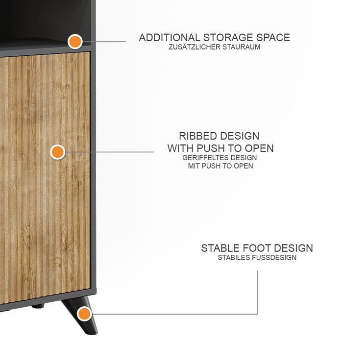 Vicco Mobiletto da bagno Antracite/quercia di montagna 38 x 180 cm con 2 porte