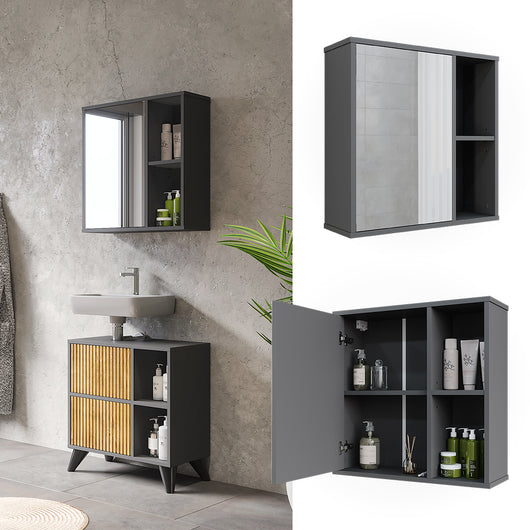 Vicco Mobile a specchio per il bagno Antracite 60 x 60 cm