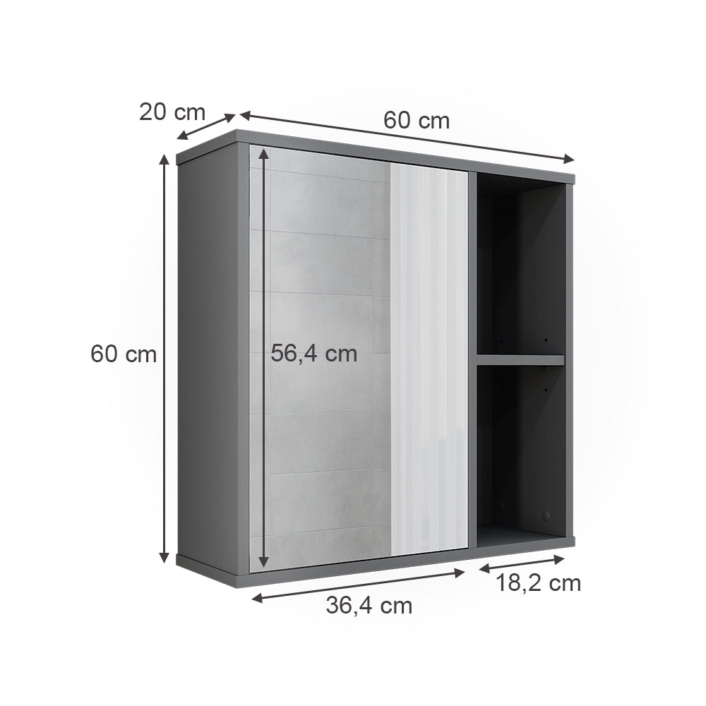 Vicco Mobile a specchio per il bagno Antracite 60 x 60 cm