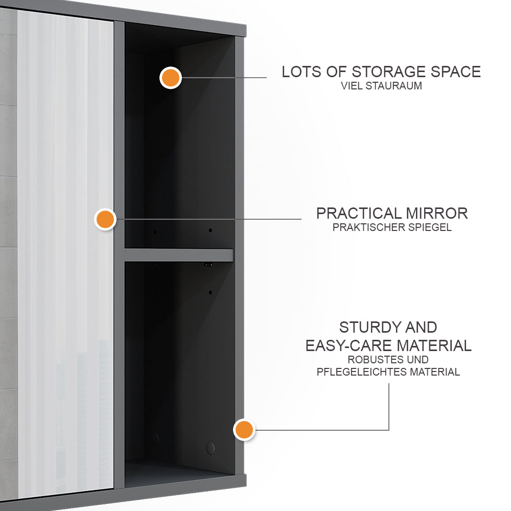 Vicco Mobile a specchio per il bagno Antracite 60 x 60 cm