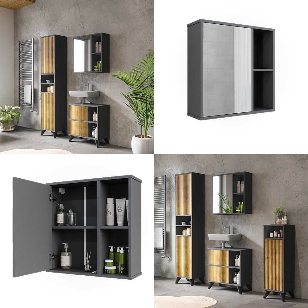 Vicco Mobile a specchio per il bagno Antracite 60 x 60 cm