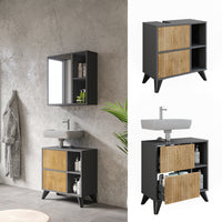 Vicco Mobile sottolavabo per bagno Antracite/quercia di montagna 60 x 62 cm con 2 cassetti