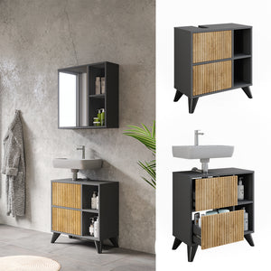 Vicco Mobile sottolavabo per bagno Antracite/quercia di montagna 60 x 62 cm con 2 cassetti