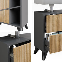 Vicco Mobile sottolavabo per bagno Antracite/quercia di montagna 60 x 62 cm con 2 cassetti