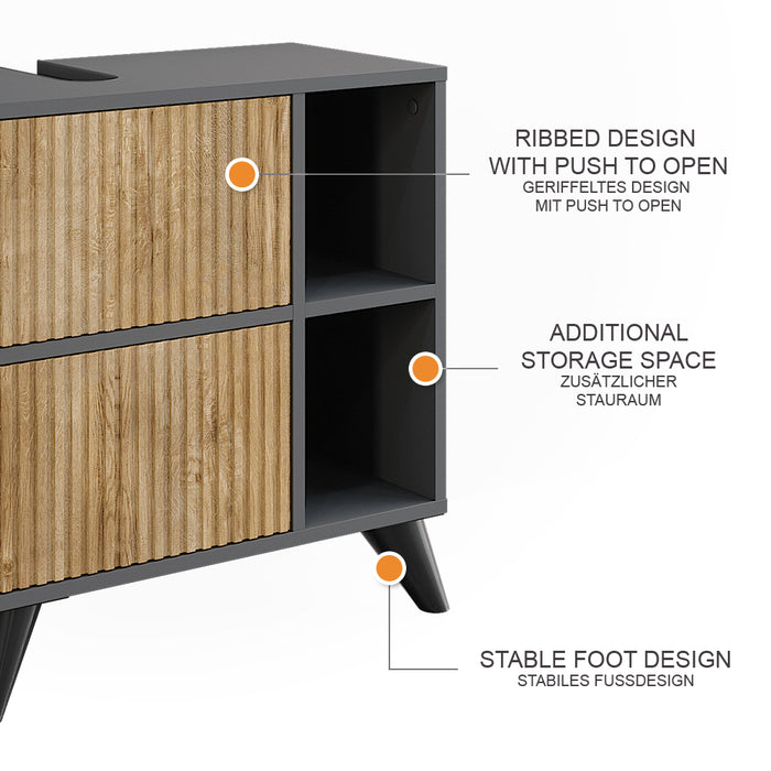 Vicco Mobile sottolavabo per bagno Antracite/quercia di montagna 60 x 62 cm con 2 cassetti