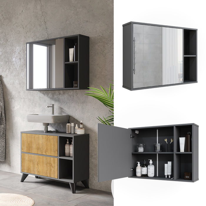 Vicco Mobile a specchio per il bagno Antracite 80 x 60 cm