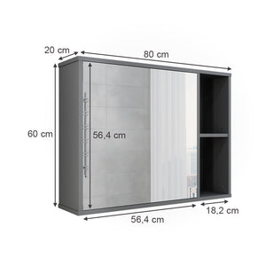 Vicco Mobile a specchio per il bagno Antracite 80 x 60 cm