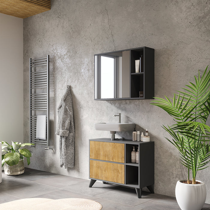Vicco Mobile a specchio per il bagno Antracite 80 x 60 cm