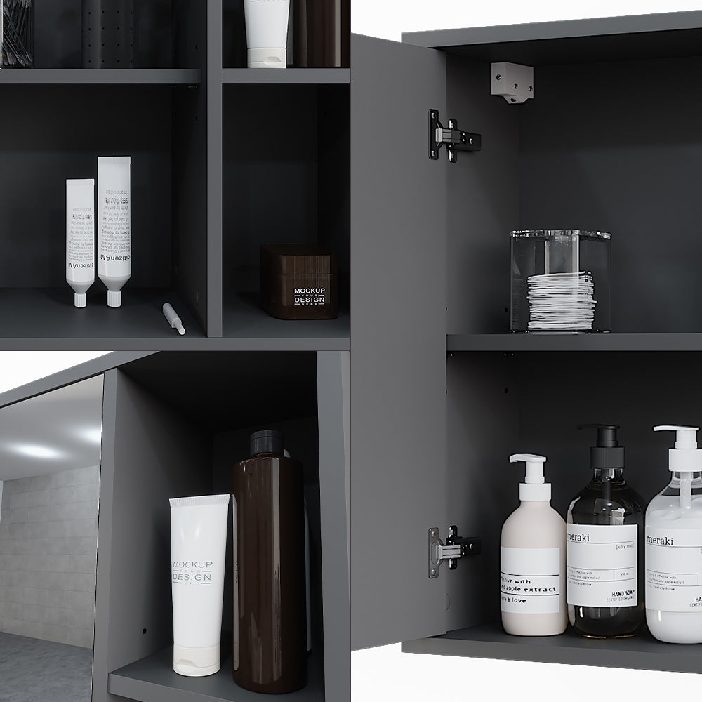 Vicco Mobile a specchio per il bagno Antracite 80 x 60 cm