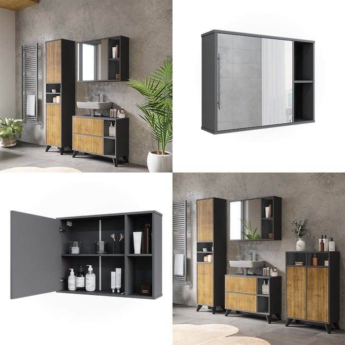 Vicco Mobile a specchio per il bagno Antracite 80 x 60 cm