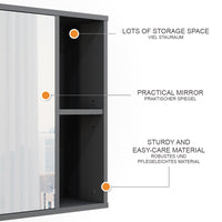 Vicco Mobile a specchio per il bagno Antracite 80 x 60 cm