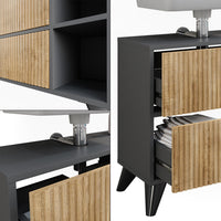 Vicco Mobile sottolavabo per bagno Antracite/quercia di montagna 80 x 62 cm con 2 cassetti