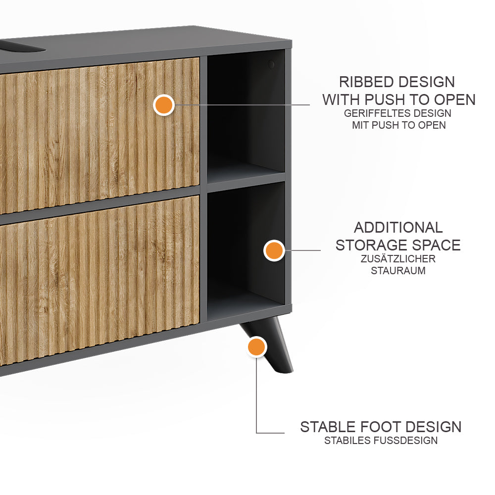 Vicco Mobile sottolavabo per bagno Antracite/quercia di montagna 80 x 62 cm con 2 cassetti