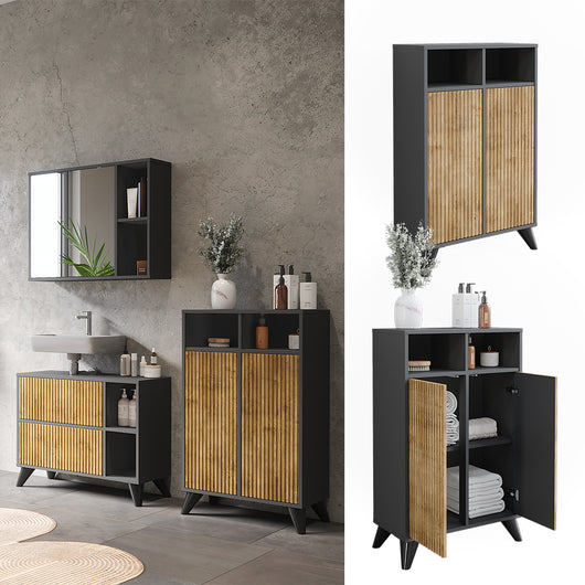 Vicco Mobiletto midi Antracite/quercia di montagna 60 x 97 cm con 2 porte