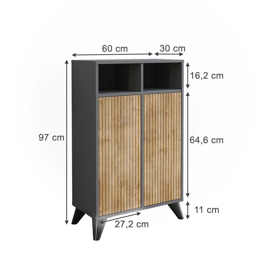 Vicco Mobiletto midi Antracite/quercia di montagna 60 x 97 cm con 2 porte