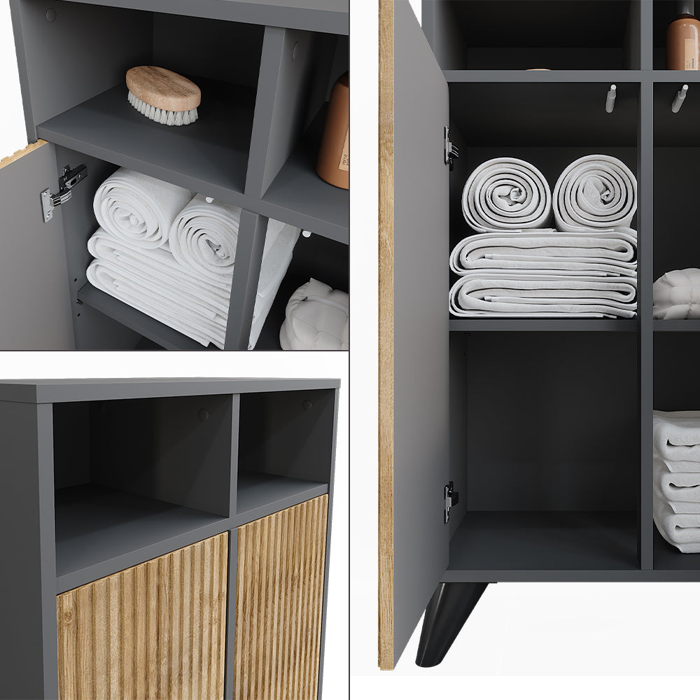 Vicco Mobiletto midi Antracite/quercia di montagna 60 x 97 cm con 2 porte