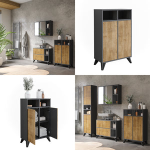 Vicco Mobiletto midi Antracite/quercia di montagna 60 x 97 cm con 2 porte