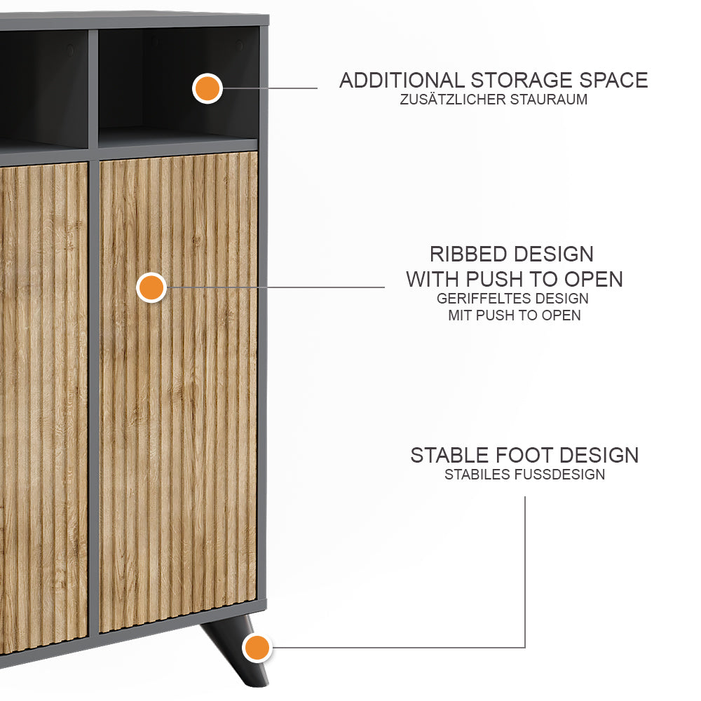 Vicco Mobiletto midi Antracite/quercia di montagna 60 x 97 cm con 2 porte