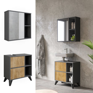 Vicco Set di mobili da bagno Antracite/quercia di montagna 2 parti