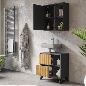 Vicco Set di mobili da bagno Antracite/quercia di montagna 2 parti