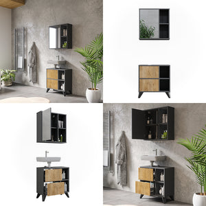 Vicco Set di mobili da bagno Antracite/quercia di montagna 2 parti