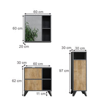 Vicco Set di mobili da bagno Antracite/quercia di montagna 3 parti