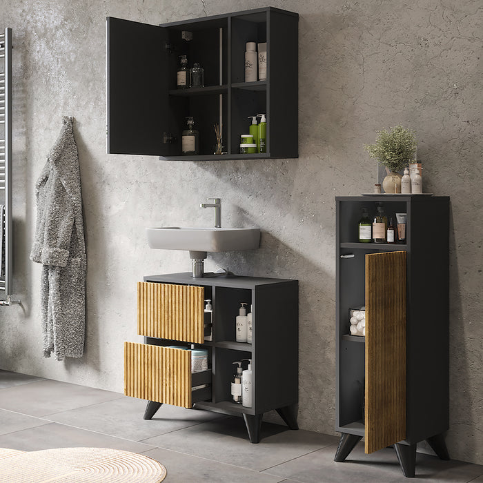 Vicco Set di mobili da bagno Antracite/quercia di montagna 3 parti