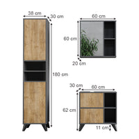 Vicco Set di mobili da bagno Antracite/quercia di montagna 3 parti