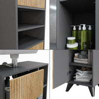 Vicco Set di mobili da bagno Antracite/quercia di montagna 3 parti