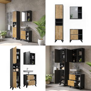 Vicco Set di mobili da bagno Antracite/quercia di montagna 3 parti