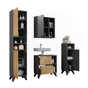 Vicco Set di mobili da bagno Antracite/quercia di montagna Set 4