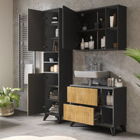 Vicco Set di mobili da bagno Antracite/quercia di montagna 80 cm, set 3