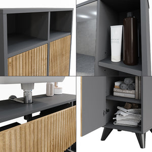 Vicco Set di mobili da bagno Antracite/quercia di montagna 80 cm, set 4