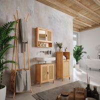 Vicco armadietto da bagno con portabiancheria Bambù 36 x 98 cm
