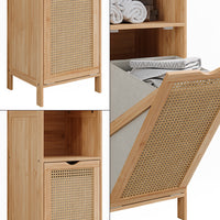 Vicco armadietto da bagno con portabiancheria Bambù 36 x 98 cm