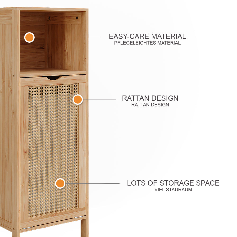 Vicco armadietto da bagno con portabiancheria Bambù 36 x 98 cm