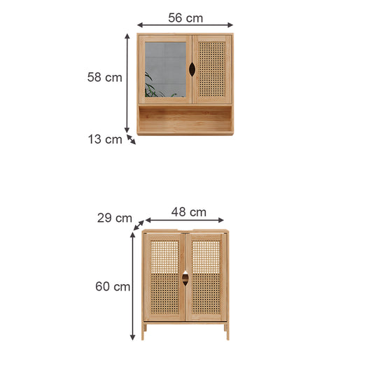 Vicco Set di mobili da bagno Bambù 2 parti