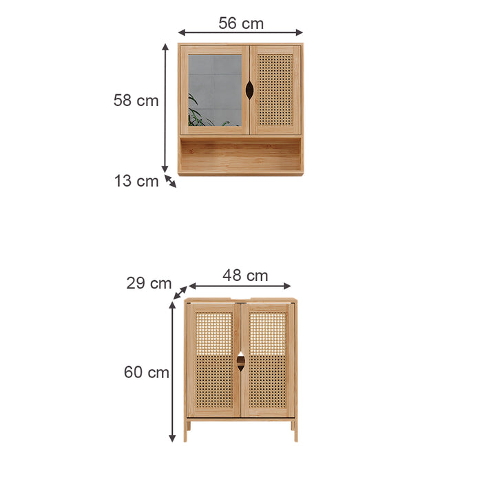 Vicco Set di mobili da bagno Bambù 2 parti