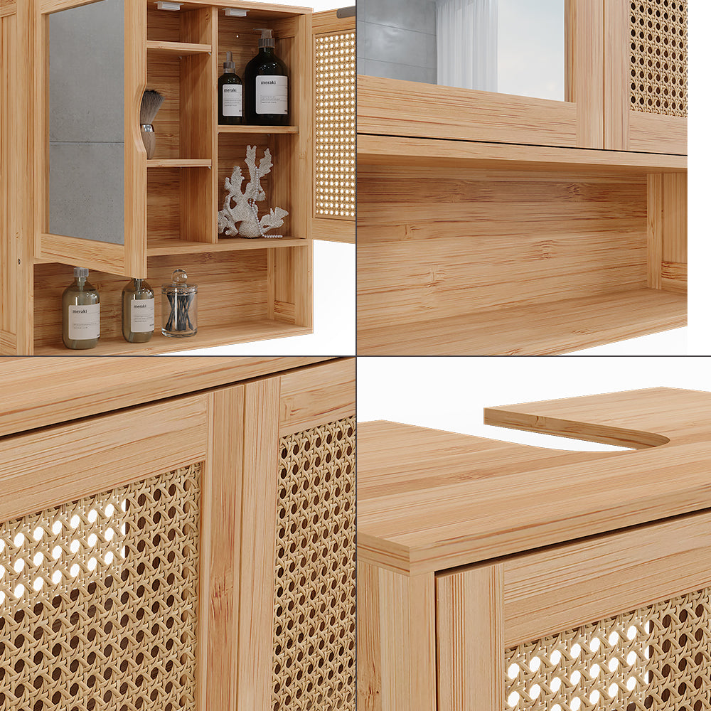 Vicco Set di mobili da bagno Bambù 2 parti