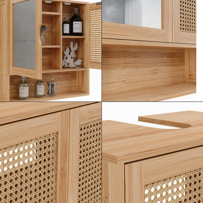 Vicco Set di mobili da bagno Bambù 2 parti