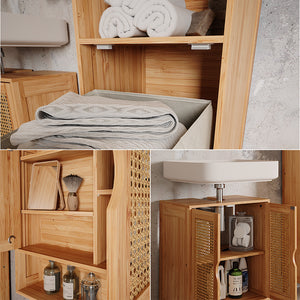 Vicco Set di mobili da bagno Bambù 3 parti