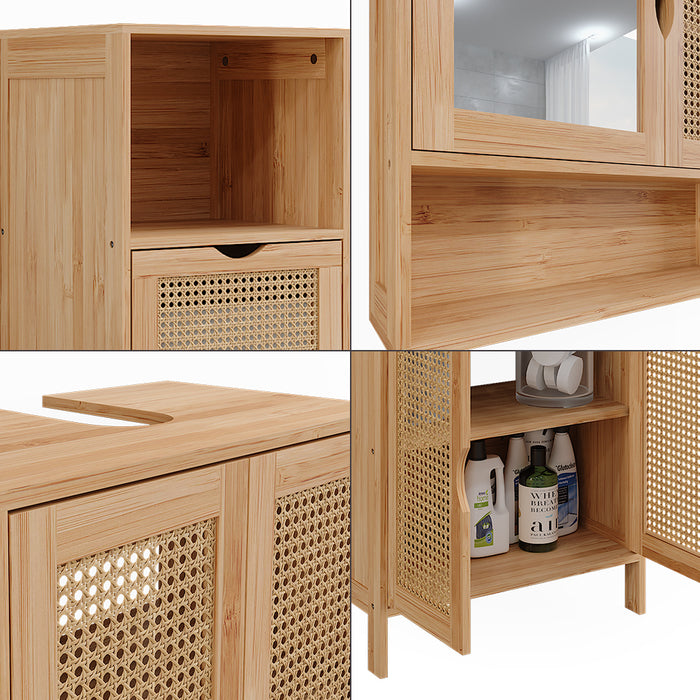 Vicco Set di mobili da bagno Bambù 3 parti