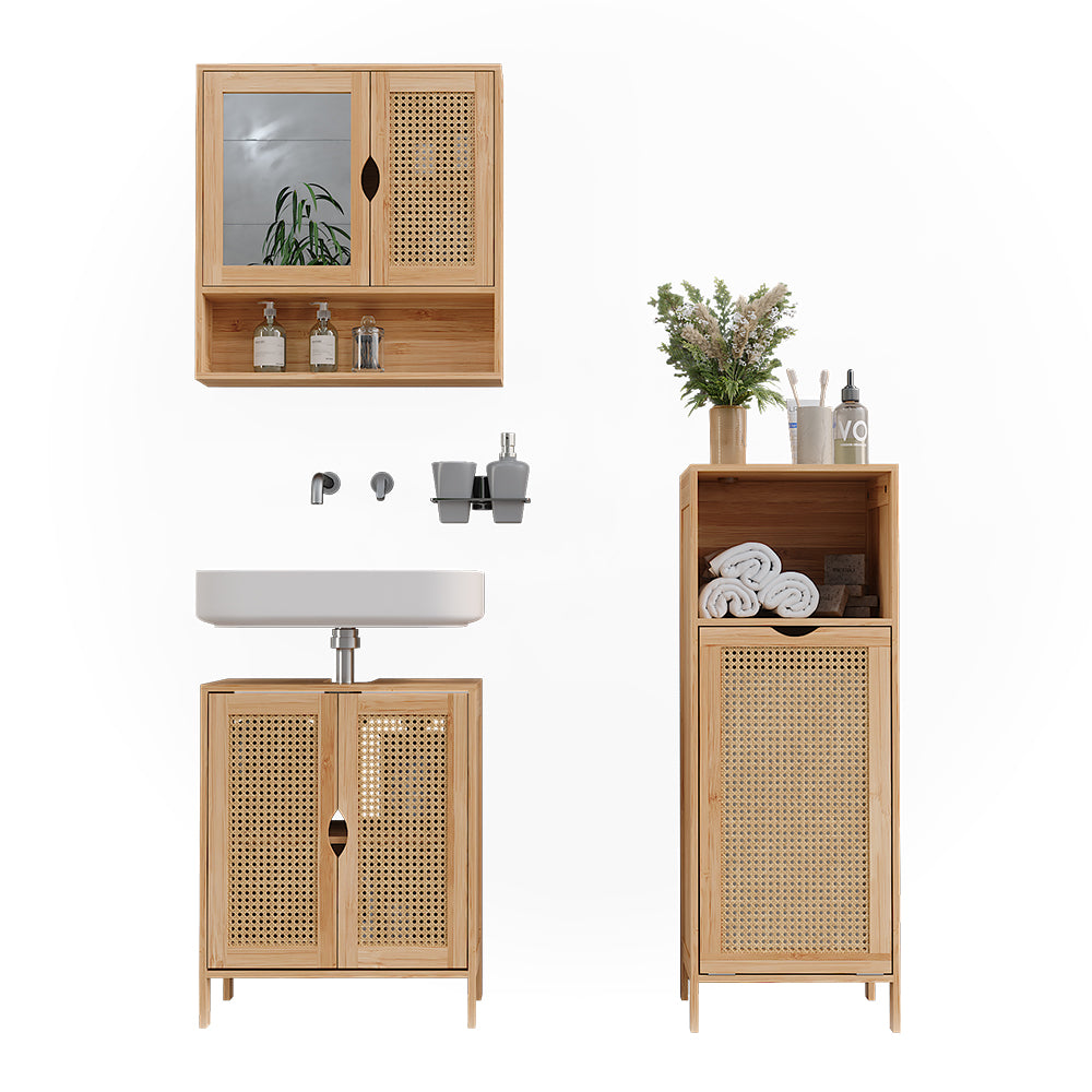 Vicco Set di mobili da bagno Bambù 3 parti