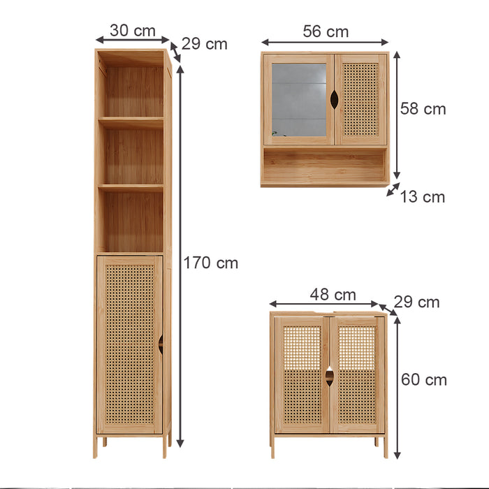 Vicco Set di mobili da bagno Bambù 3 parti
