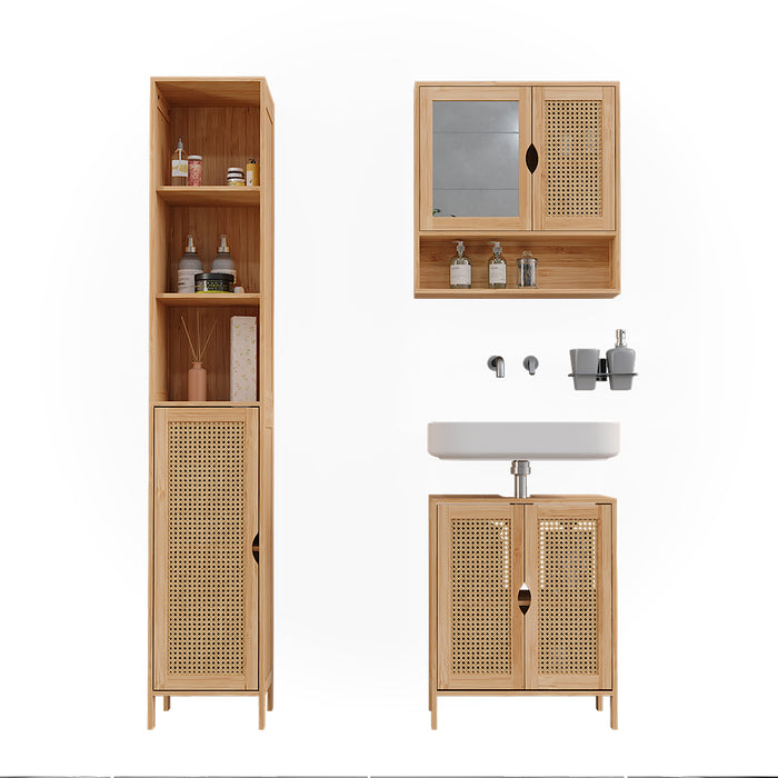 Vicco Set di mobili da bagno Bambù 3 parti