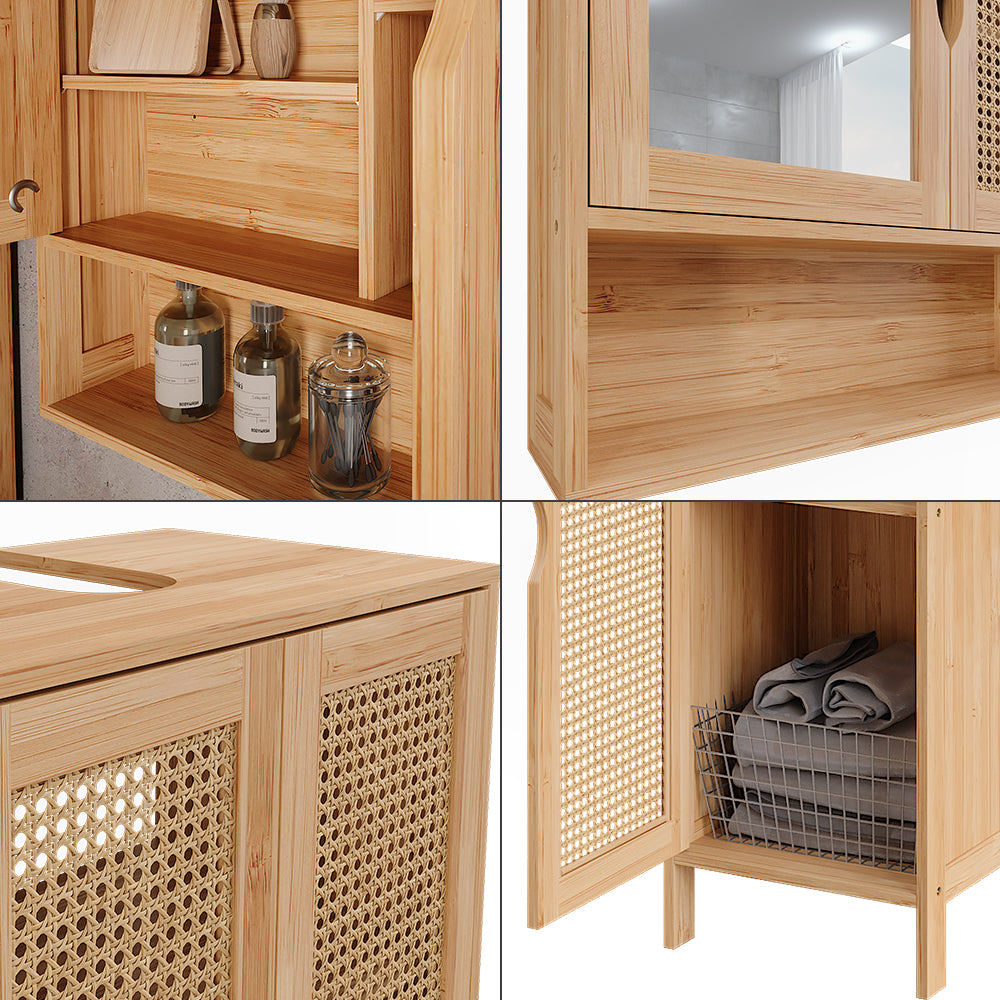 Vicco Set di mobili da bagno Bambù 3 parti