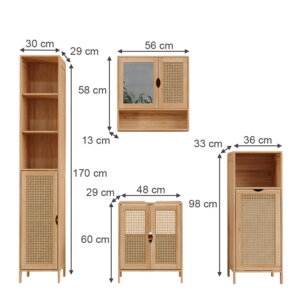 Vicco Set di mobili da bagno Bambù 4 parti