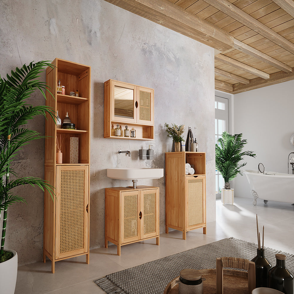 Vicco Set di mobili da bagno Bambù 4 parti