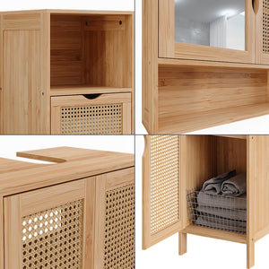 Vicco Set di mobili da bagno Bambù 4 parti